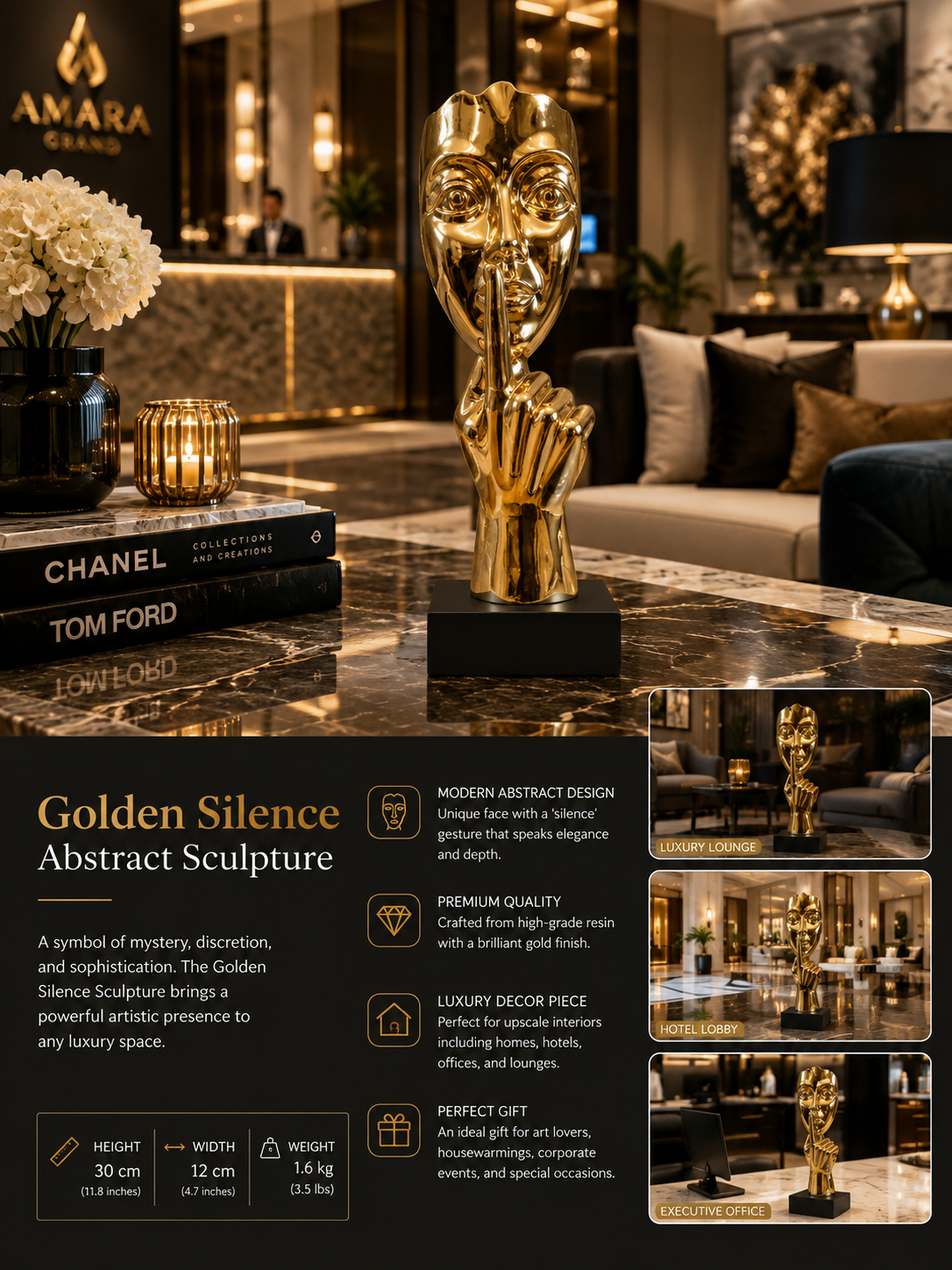 Golden Silence Abstract Sculpture